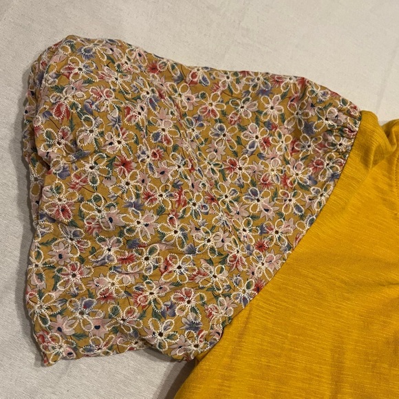 VOY Yellow Floral Puff Sleeve Top Blouse Cottagecore Boho Spring Summer - Picture 4 of 4